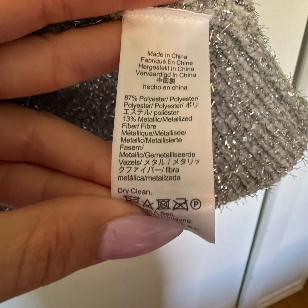 J. Crew Silver Gray Sparkle Crew Neck Sweater XS